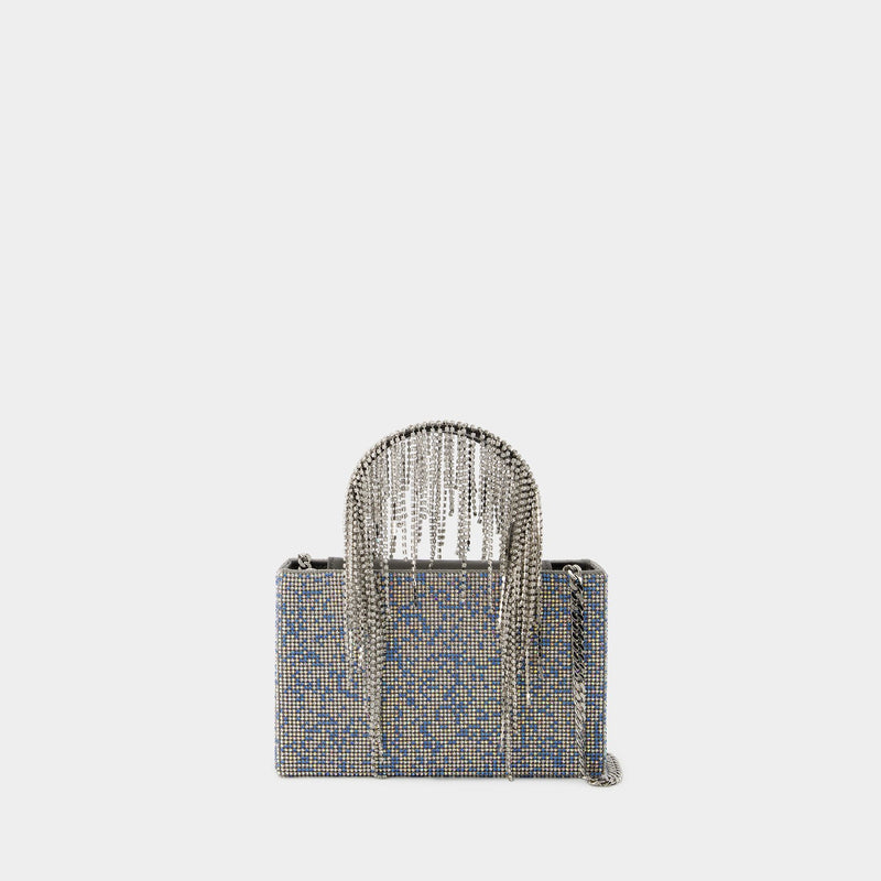 Crystal Mesh Midi Handbag - Kara - Leather - Blue Pixel