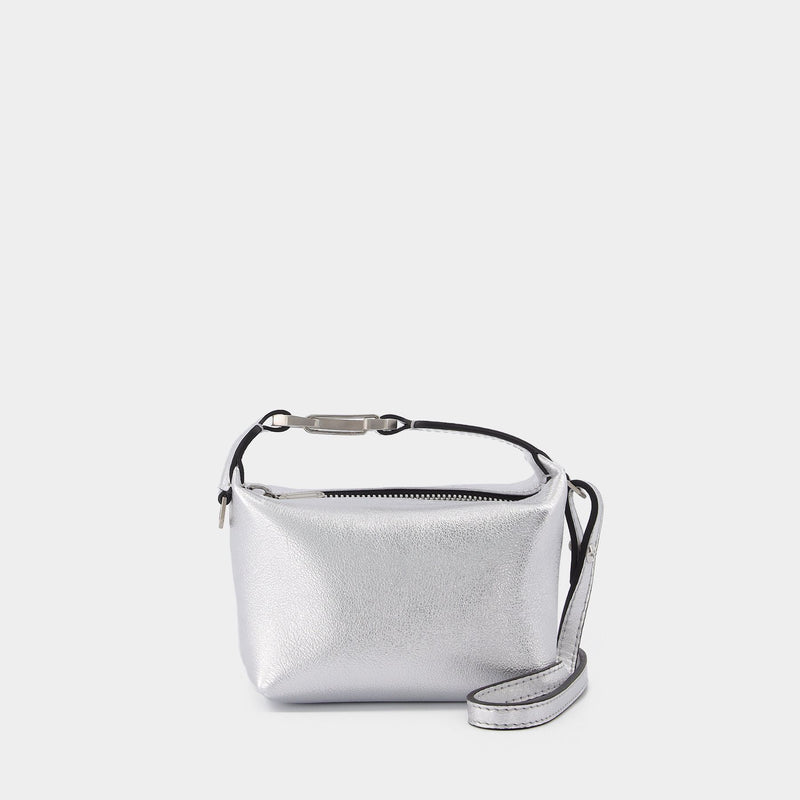 Tiny Moon Bag in Silver Leather