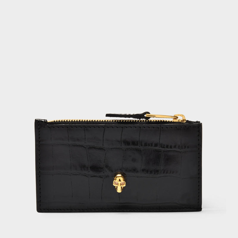 Small Zip Pouch W/Cc Wallet - Alexander Mcqueen - Black - Leather