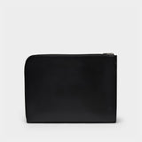 A4 Zip Pouch in Black Leather