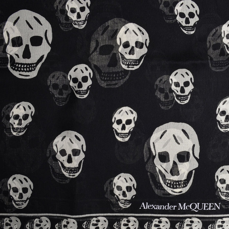 Ca Skull 104X120 Scarf - Alexander Mcqueen -  Black/Ivory - Wool