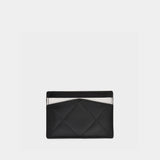 Card Holder in Black Leather Calfskin