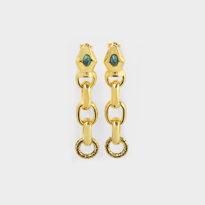 Tao Earrings in Turquoise Blue Metal