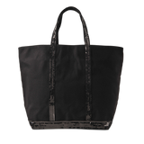 Black Canvas and Sequin Tote L + Zip