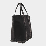 Black Canvas and Sequin Tote L + Zip