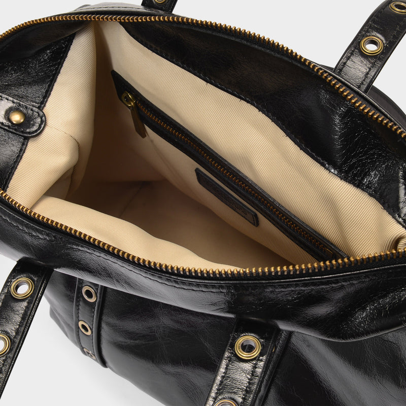 Zippy Pm Bag in Black Cracked Leather