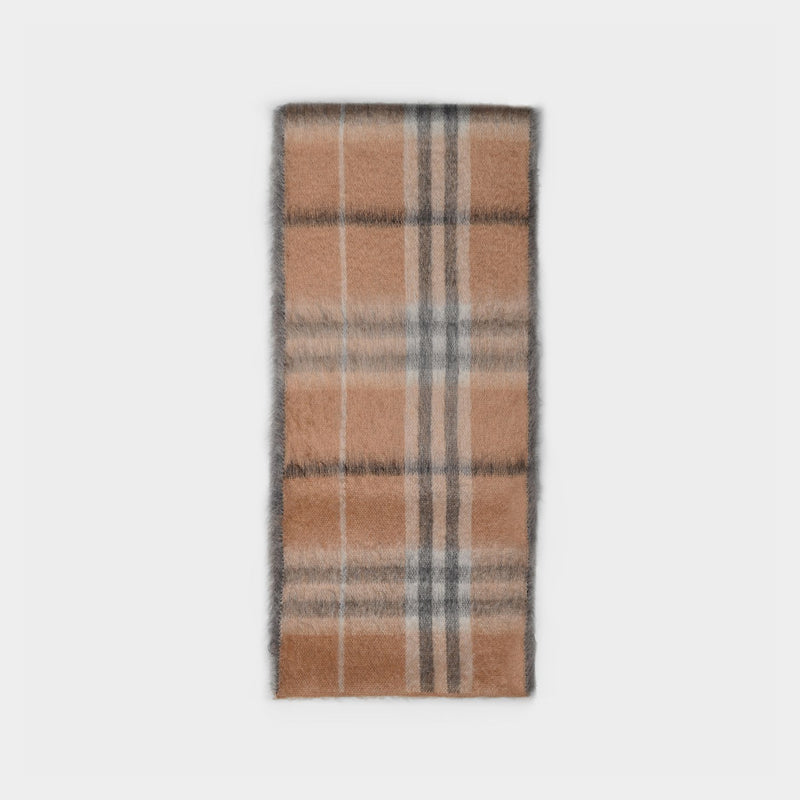 Giant Check Kn Sc Scarf in Dusty Caramel Wool