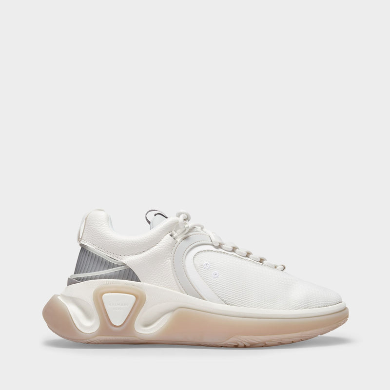 B-Runner Sneakers in White Leather and Mesh