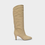 Laylis Boots in Beige Suede Leather