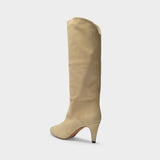 Laylis Boots in Beige Suede Leather