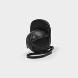 Midi Cap Bag in Black Grained Leather