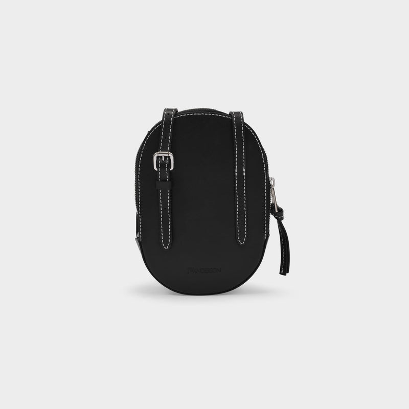 Midi Cap Bag in Black Grained Leather