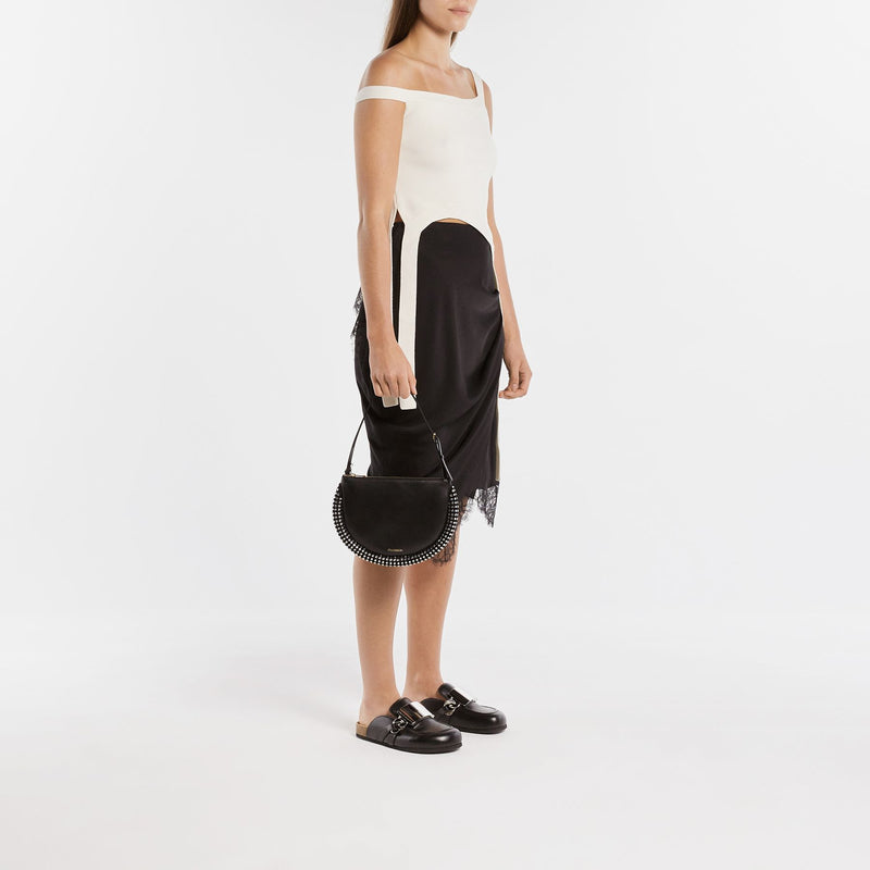 Crystal Bumper-Moon Hobo Bag - J.W. Anderson -  Black - Leather