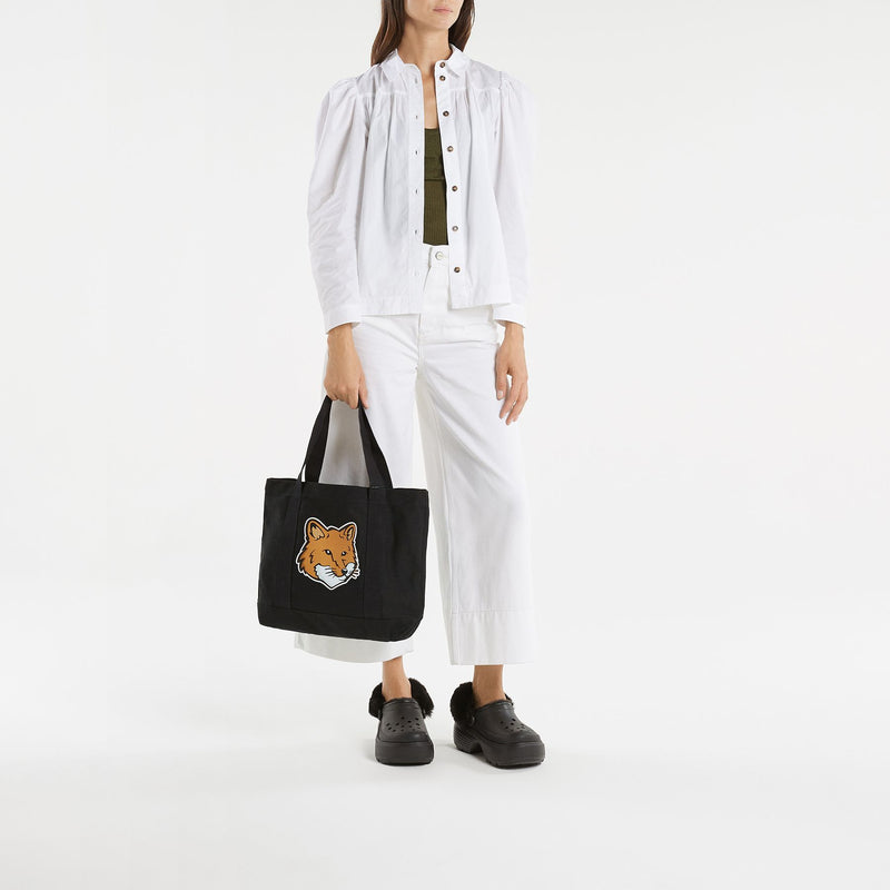 Fox Head Tote Bag - Maison Kitsune - Cotton - Black