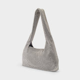 Crystal Mesh Hobo Bag - Kara - White - Brass