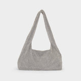 Crystal Mesh Hobo Bag - Kara - White - Brass