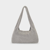 Crystal Mesh Hobo Bag - Kara - White - Brass