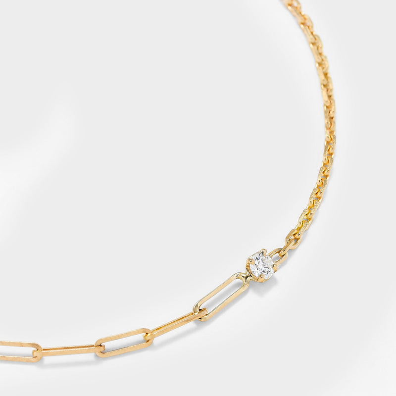 Gm Solitaire bracelet in 9 kt gold and round diamond