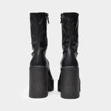 Platform Boots in Black Synthetic Leather