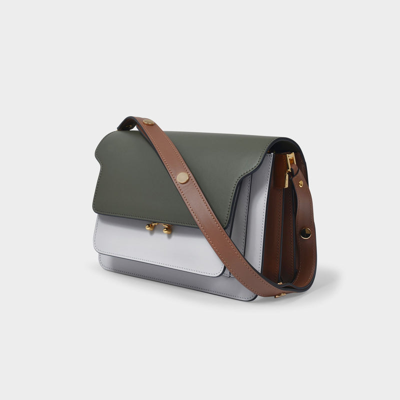 Trunk Medium Crossbody Bag in Khaki Leather