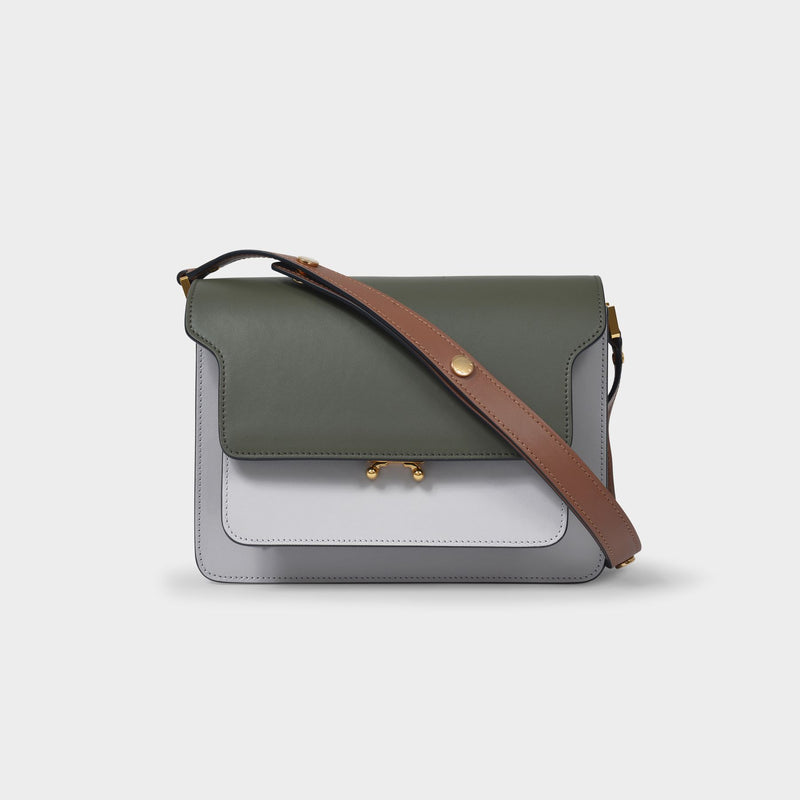 Trunk Medium Crossbody Bag in Khaki Leather