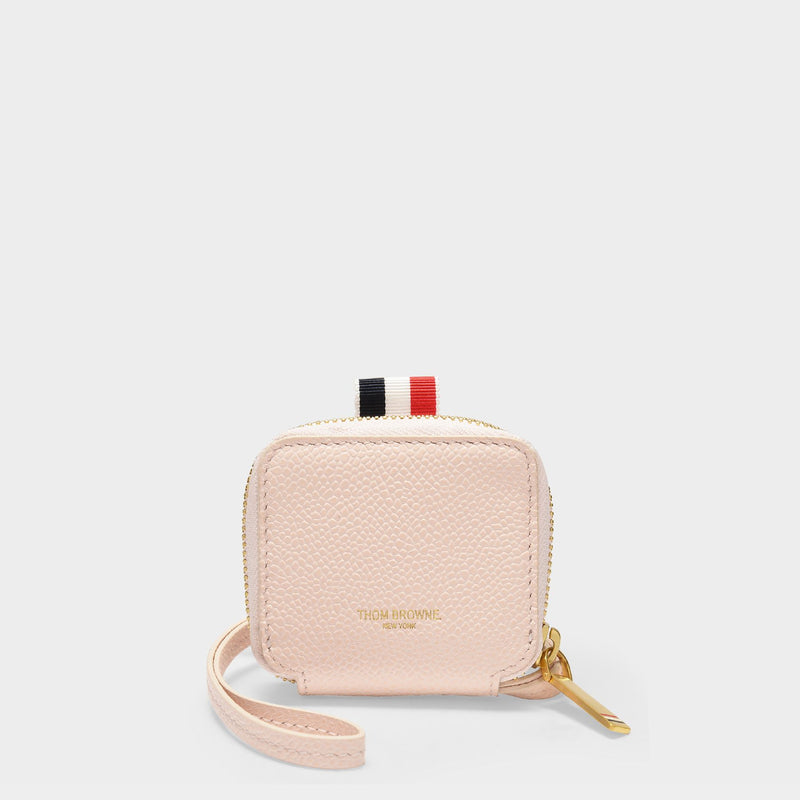 Zippered Coin Purse W/ Strap 
4Bar Applique In Pebble Grain Leather - L8, H8, W0.5 680 Lt Pink Small Leather Goods