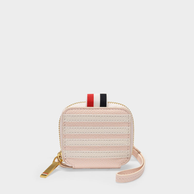 Zippered Coin Purse W/ Strap 
4Bar Applique In Pebble Grain Leather - L8, H8, W0.5 680 Lt Pink Small Leather Goods