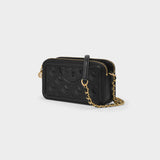 Fleming Double-Zip Mini Hobo Bag - Tory Burch -  Black - Leather