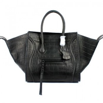 Celine Black Boston Croco Leather Bags