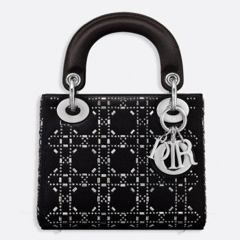 Dior Mini Lady Dior Satin With Rhinestones Bag With Chain