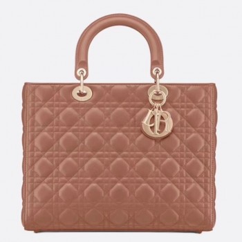 Dior Large Lady Dior Bag In Powder Cannage Lambskin