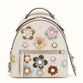 Fendi White Backpack With Flowers