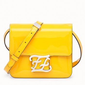 Fendi Karligraphy Bag In Yellow Patent Leather
