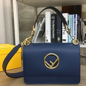 Fendi Kan I F Shoulder Bag In Blue Calfskin