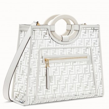 Fendi White Large PU Runaway Shopper Bag