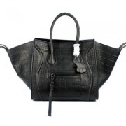Celine Black Boston Croco Leather Bags