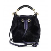 Chloe Gala Small Calf Hair Bucket Bag Blue