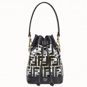 Fendi Black Mon Tresor Mini Bucket Bag In Transparent PU