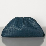 Bottega Veneta The Pouch Clutch In Dark Blue Intrecciato Leather