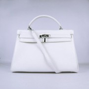 Hermes Kelly 35cm Togo Leather handbag white/silver