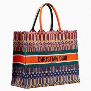 Dior Book Tote In Multi-coloured Embroidered Canvas