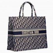 Dior Embroidered Book Tote In Oblique Canvas