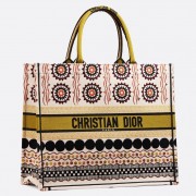 Dior Book Tote Bag In Multicolored Geometric Motif Canvas