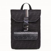 Fendi Black Mesh Backpack With FF Motif