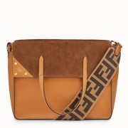 Fendi Flip Large Tote Bag In Brown Calfskin Leather