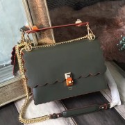 Fendi Kan I Scalloped Bag In Dark Green Calfskin