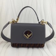 Fendi Kan I F Shoulder Bag In Navy Calfskin With Printed FF Logo