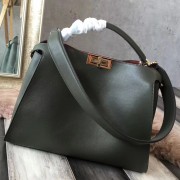 Fendi Peekaboo Essential Bag In Dark Green Calfskin