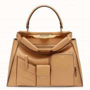 Fendi Peekaboo Pocket Medium Bag In Beige Calfskin