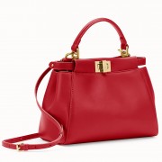 Fendi Peekaboo Mini Bag In Red Nappa Leather